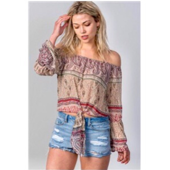 Tops - Multi Print Waist-Tie See Through Crop Top